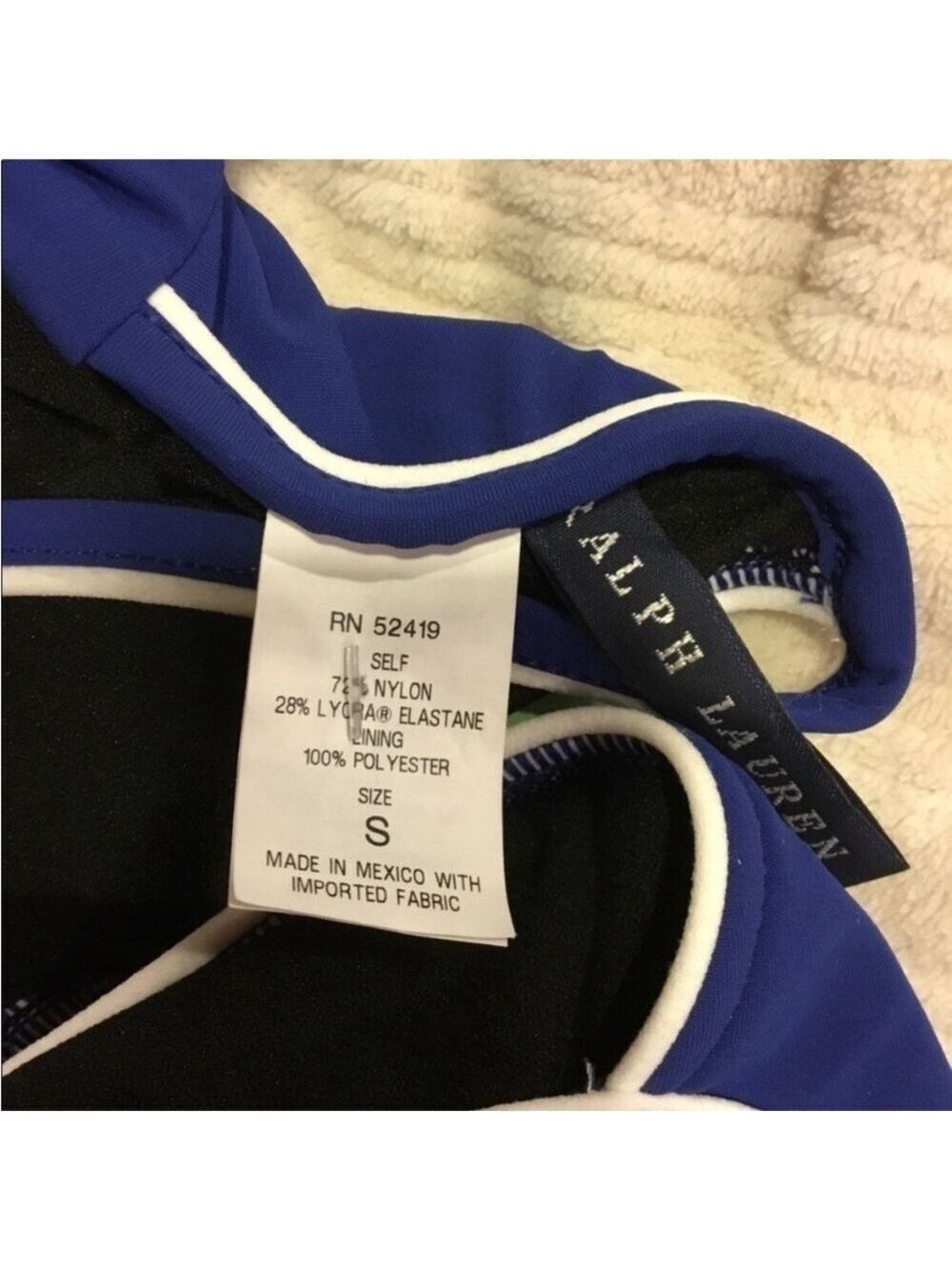 Women's Ralph Lauren Blue & White Halter Bikini Top S - Picture 2 of 14